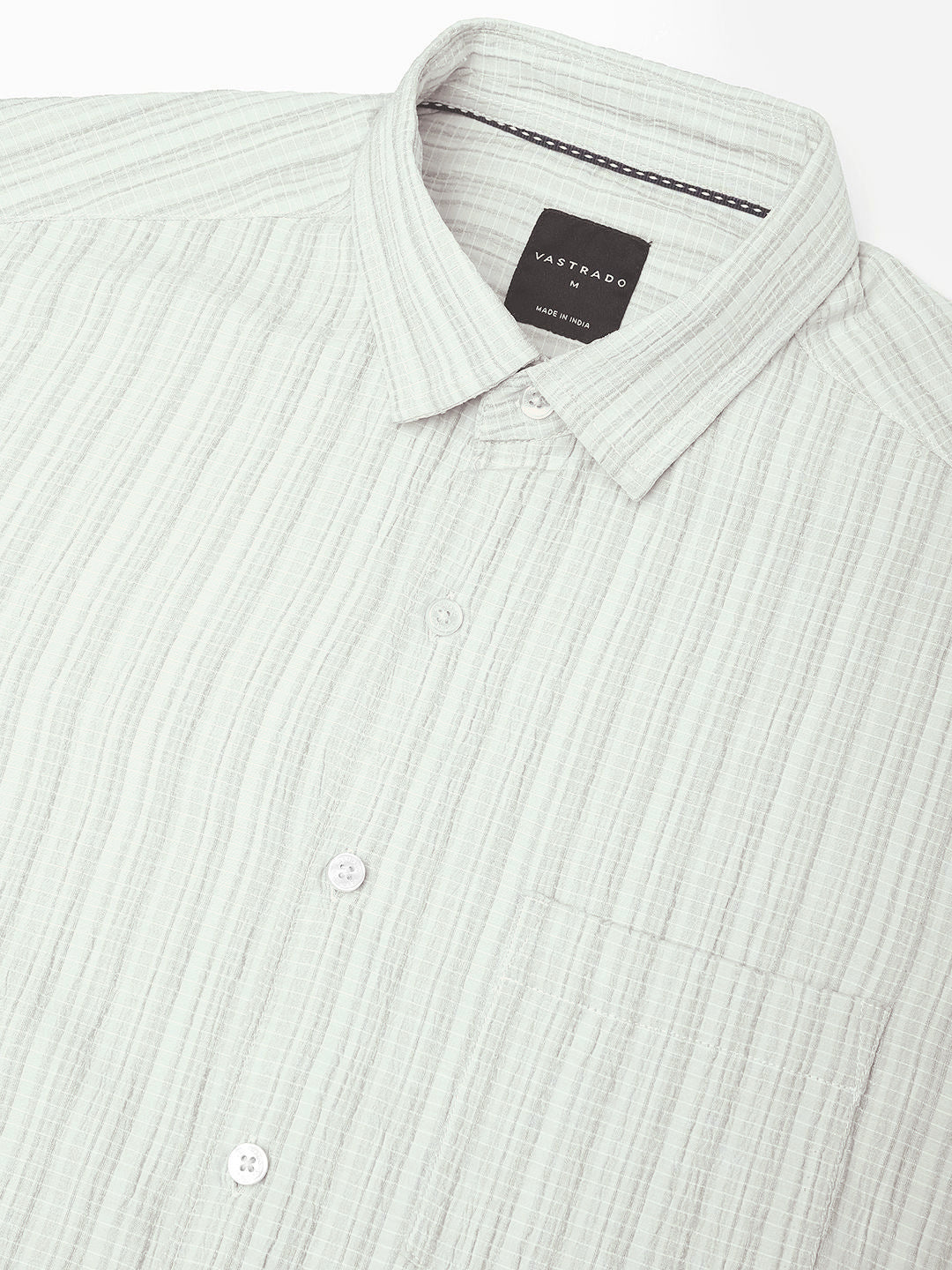 VASTRADO Men Classic Spread Collar Textured Slim Fit Casual Shirt