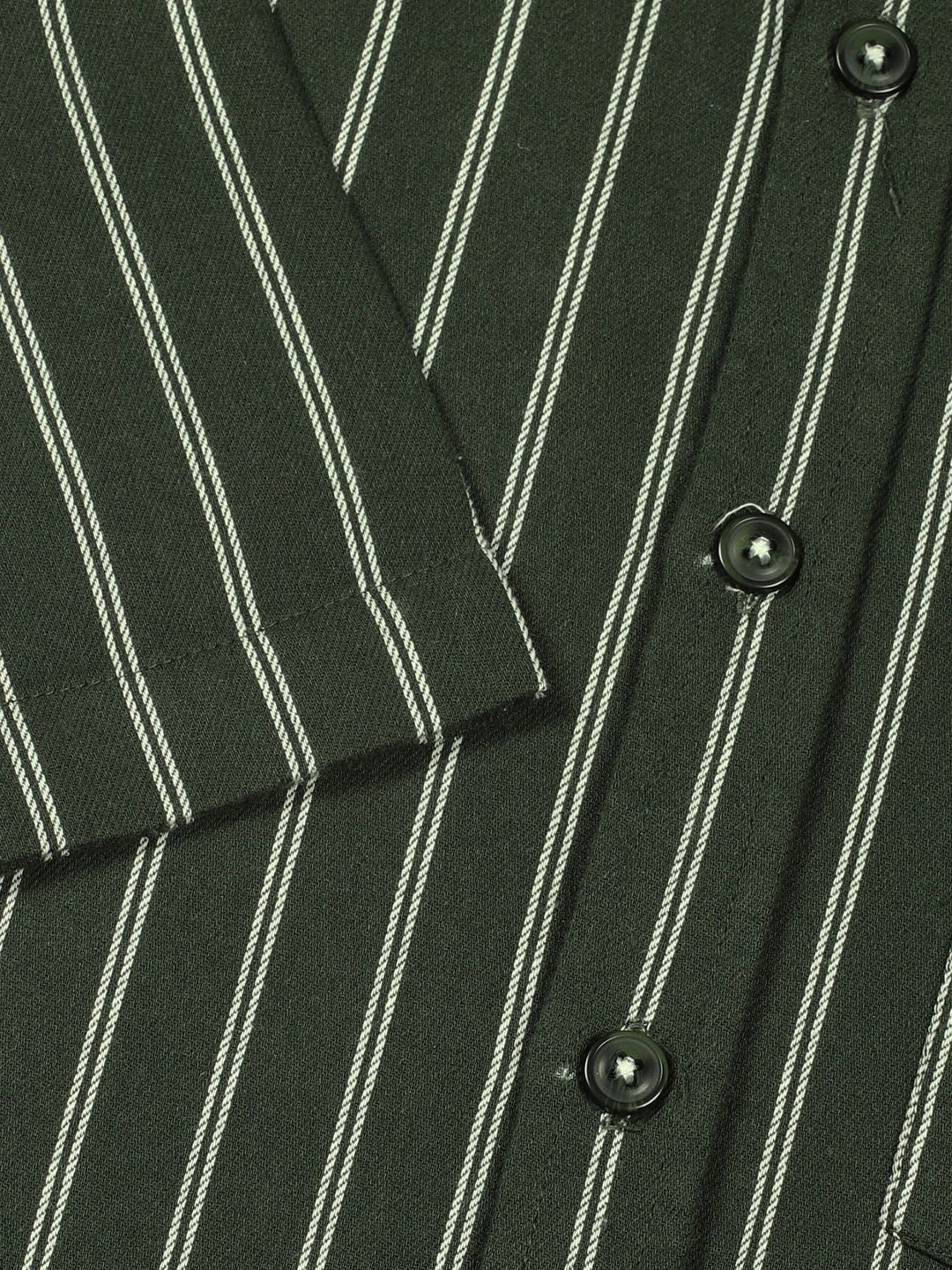 Thomas Scott Men Classic Slim Fit Spread Collar Vertical Striped Cotton Casual Shirt