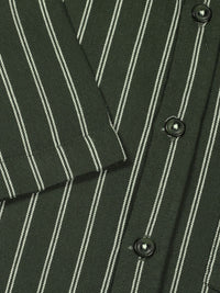 Thomas Scott Men Classic Slim Fit Spread Collar Vertical Striped Cotton Casual Shirt