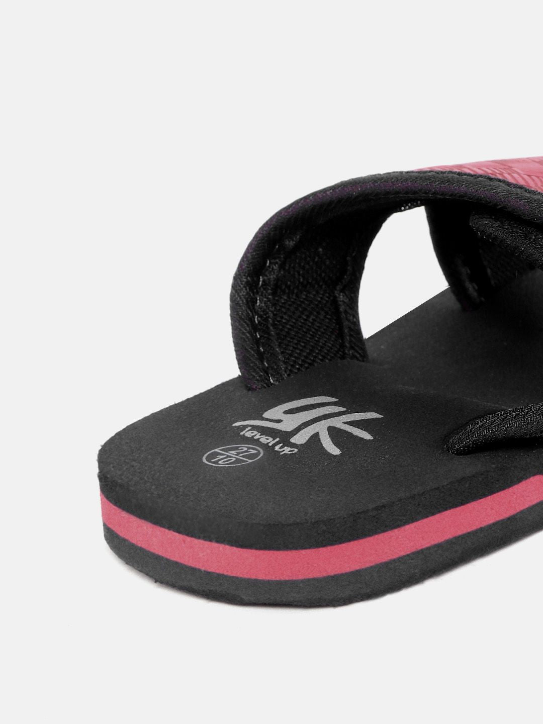 YK Girls Black & Pink Textured Sliders