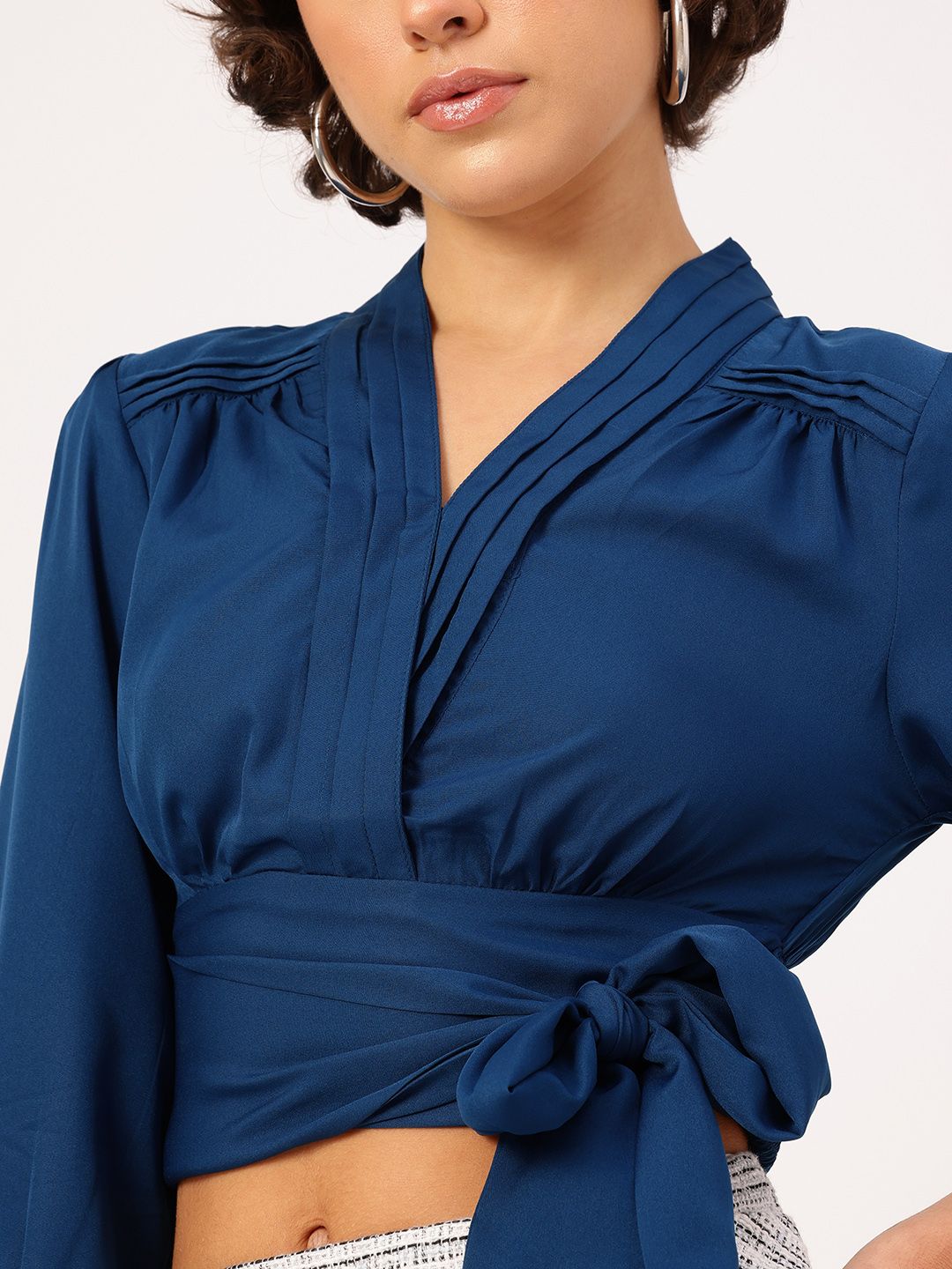 DressBerry Harmonious Hues Belted Smocked Crop Top
