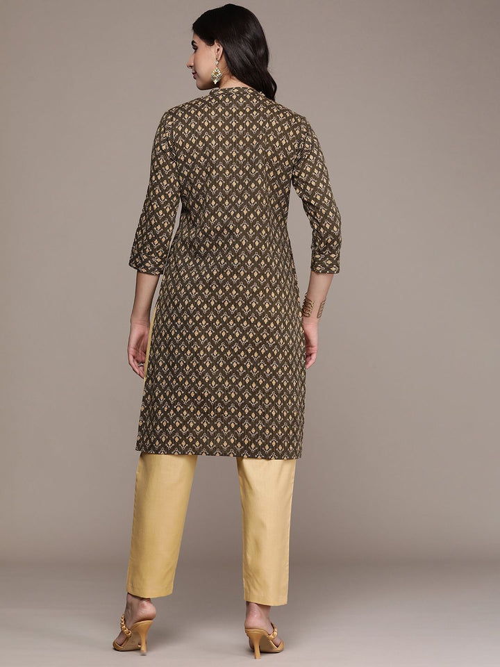 Anouk Women Ethnic Motifs Printed Regular Sequinned Pure Cotton Kurta with Trousers
