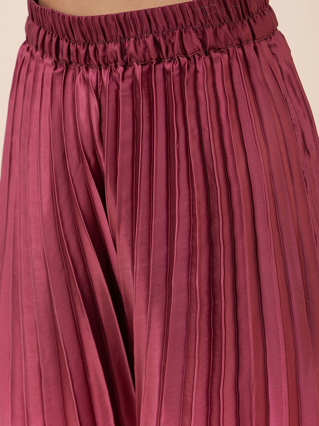 Antheaa Pink & Orange Ombre Pleated Halter Neck Tunic With Palazzos