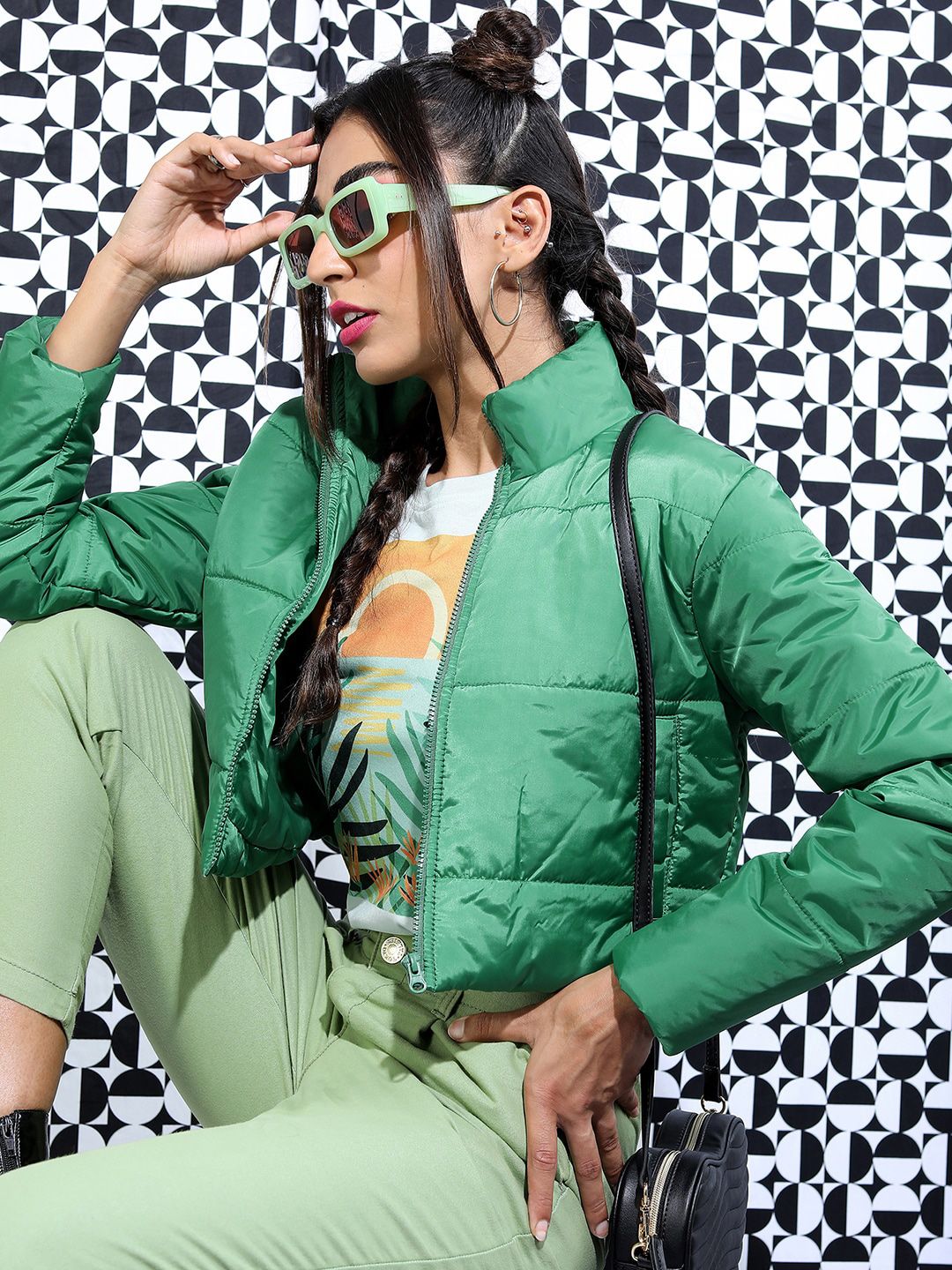 Tokyo Talkies Women Crop Bomber Jacket