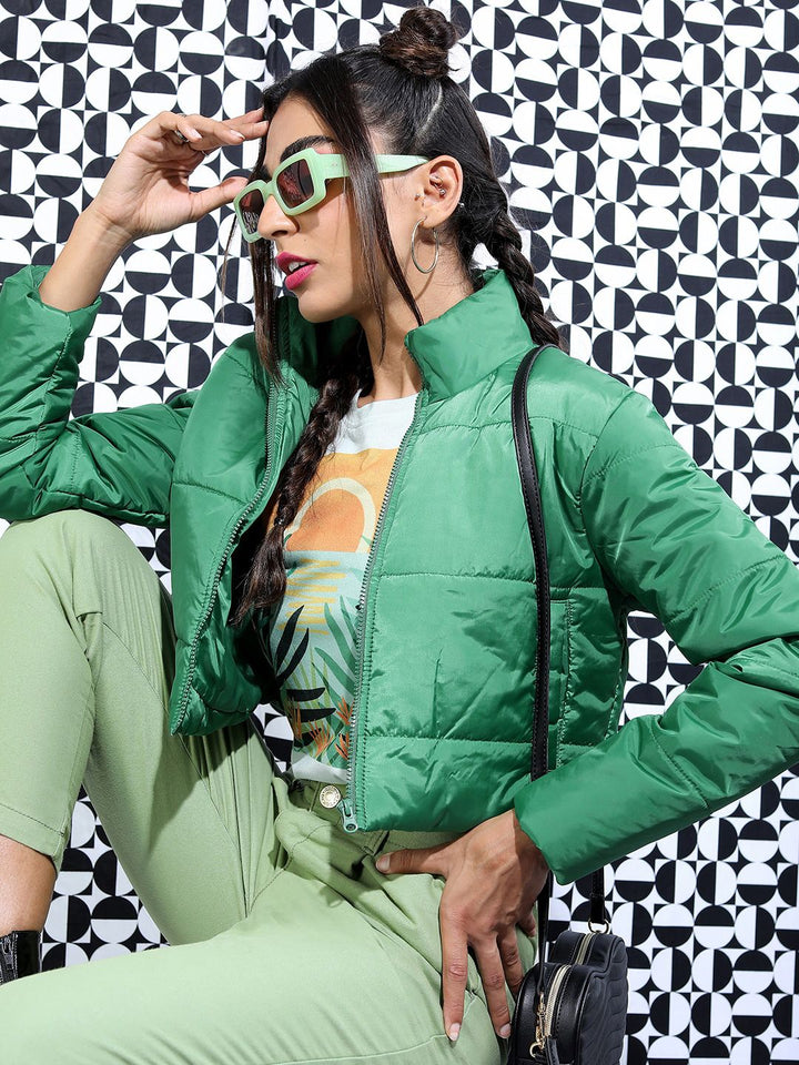 Tokyo Talkies Women Crop Bomber Jacket