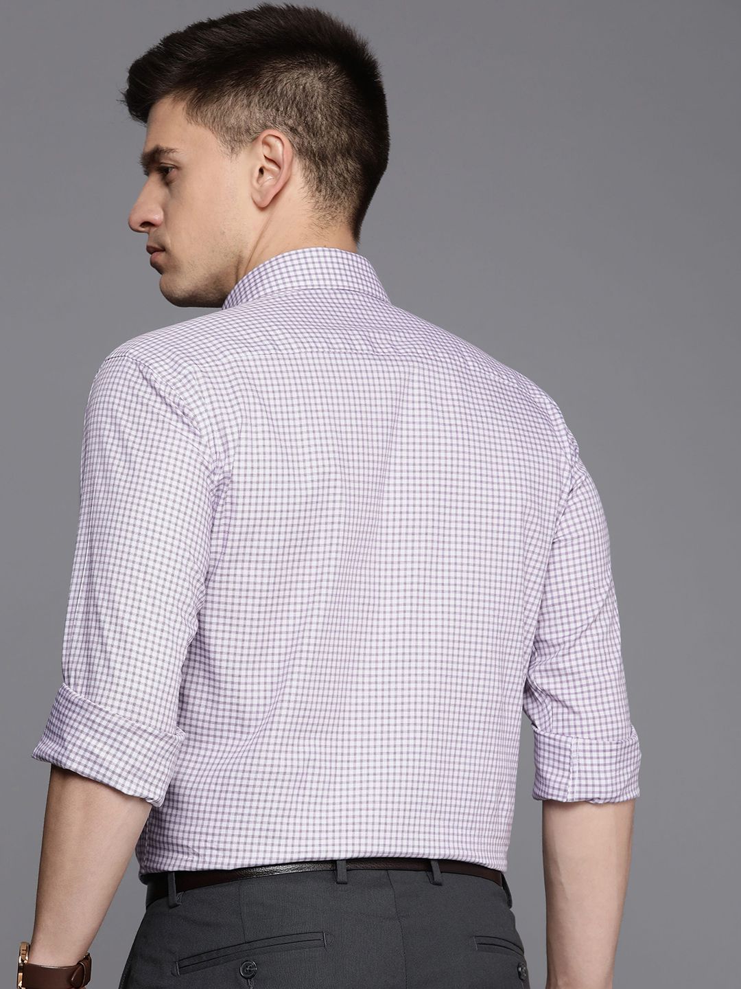 Raymond Men Slim Fit Micro Checks Pure Cotton Formal Shirt