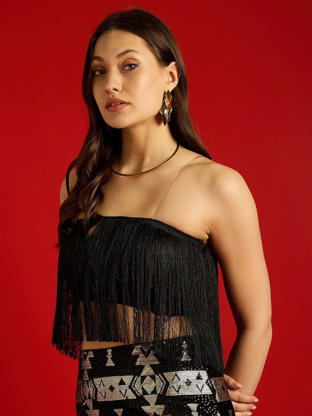 STREET 9 Strapless Tube Crop Top
