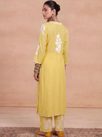 House of Chikankari Women Ethnic Motifs Embroidered Regular Thread Work Kurta with Palazzos