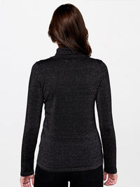 AND Women Black Solid High Neck Top