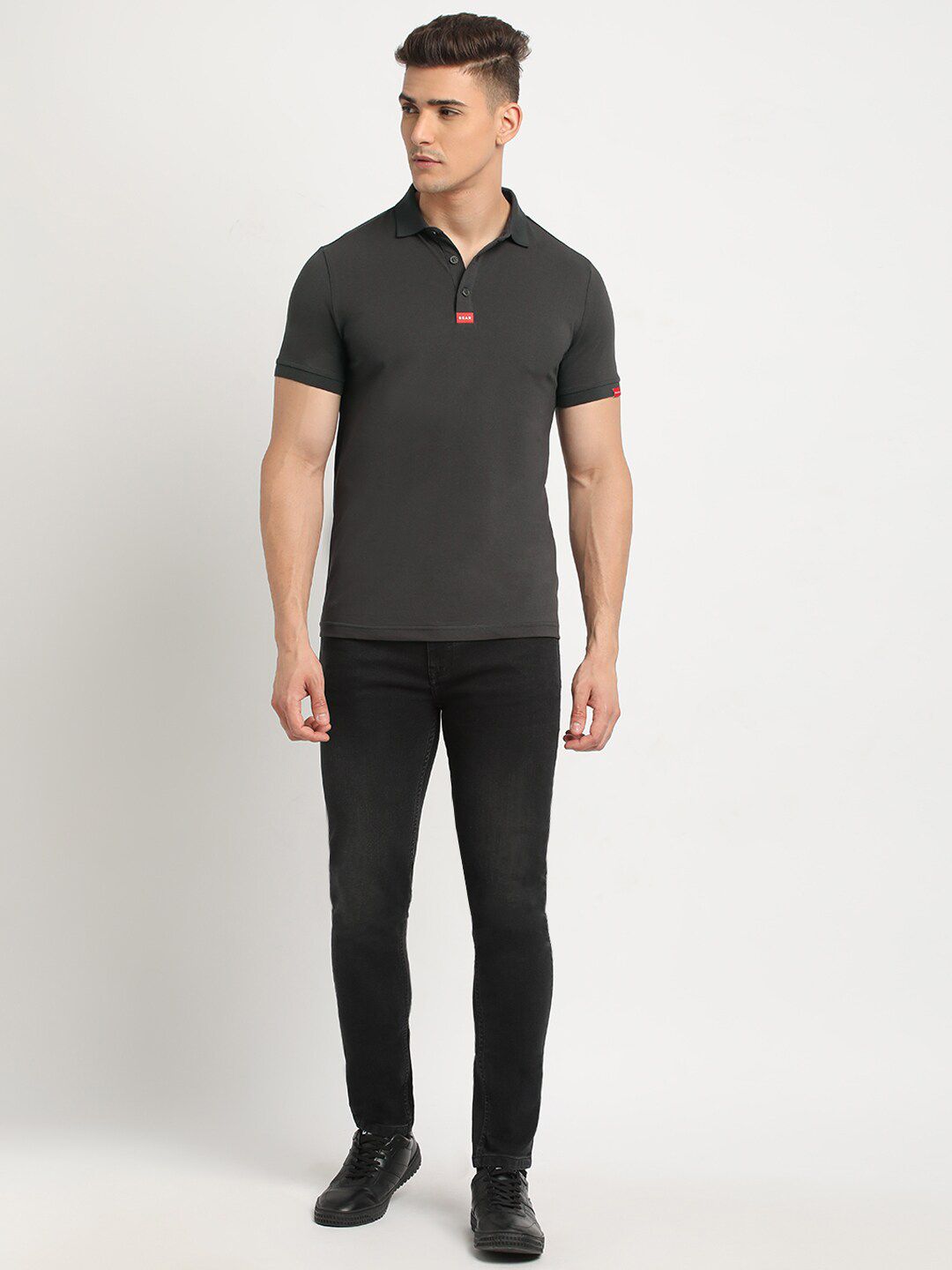 THE BEAR HOUSE Polo Collar Short Sleeves Slim Fit T-shirt