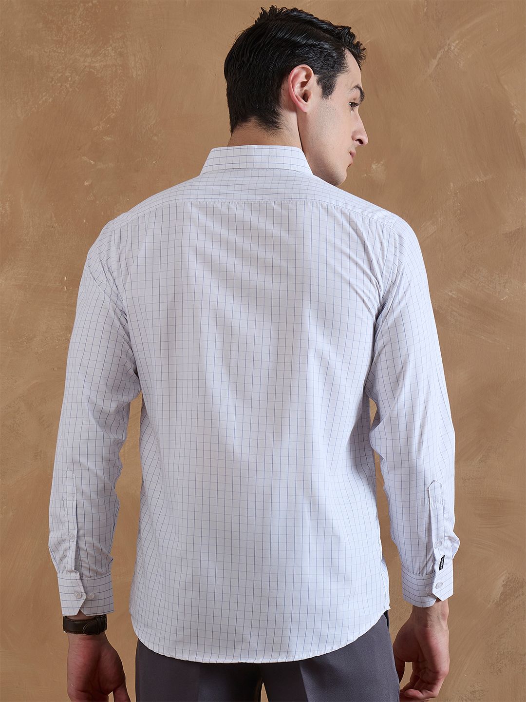 DENNISON Men Smart Grid Tattersall Checked Formal Shirt