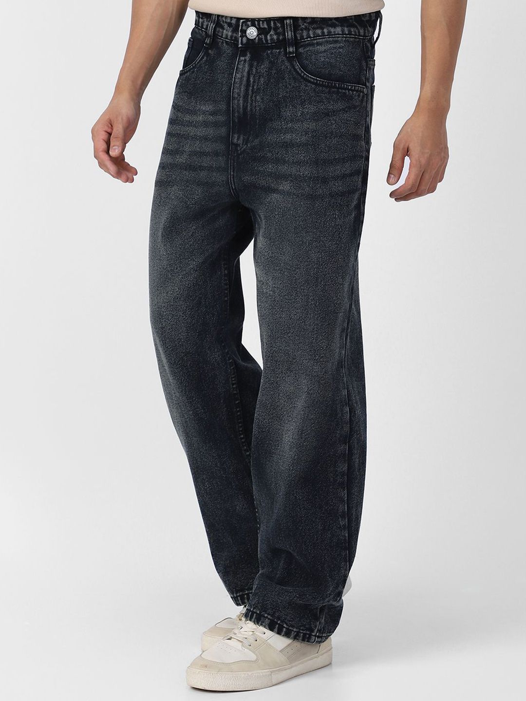 Urbano Fashion Men Loose Relaxed Fit Heavy Fade Jeans