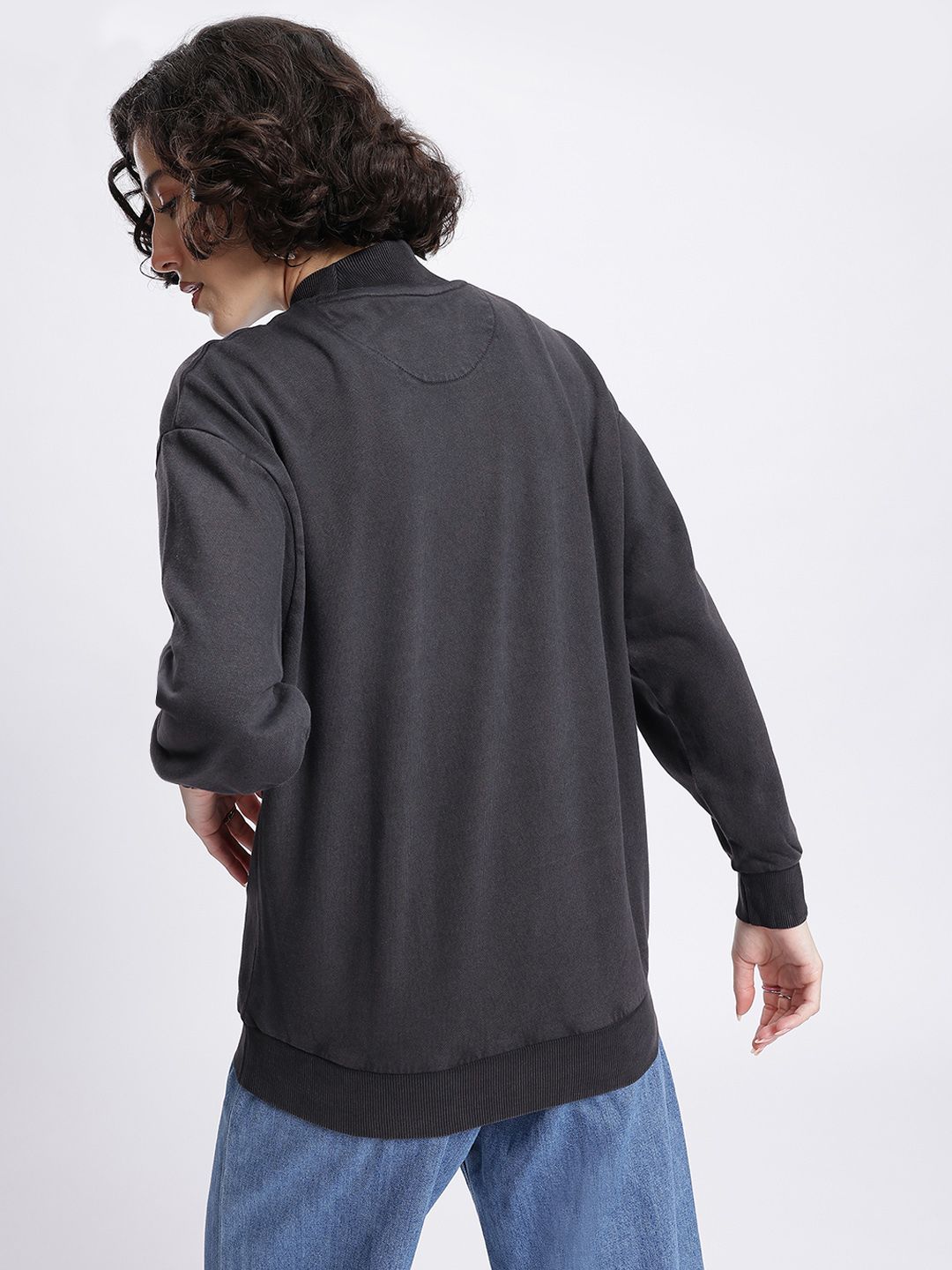 DressBerry High-Neck Drop-Shoulder Sweatshirt