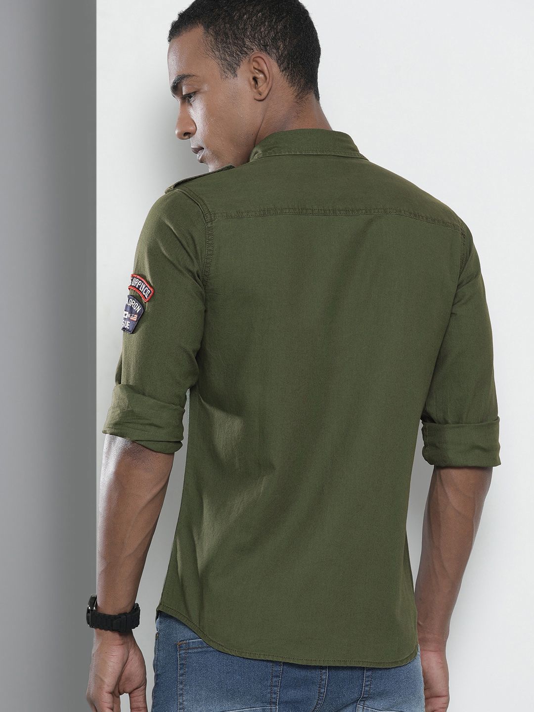 The Indian Garage Co Men Green Regular Fit Opaque Solid  Casual Shirt
