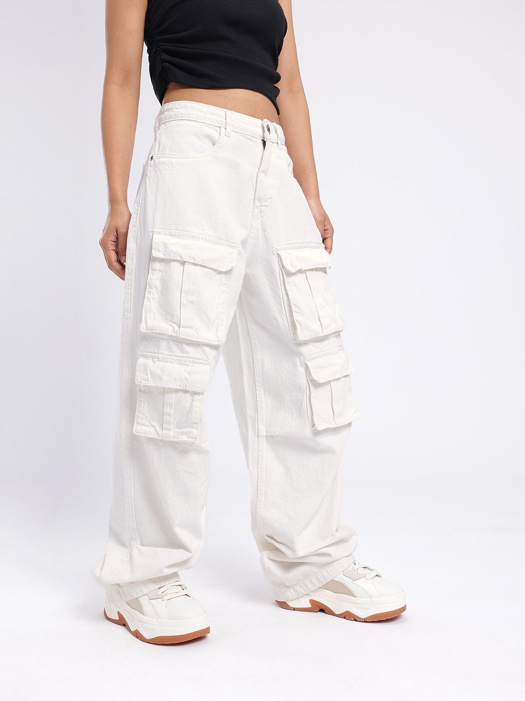 DressBerry Women Urban Cool Relaxed Fit Cargo Style Jeans