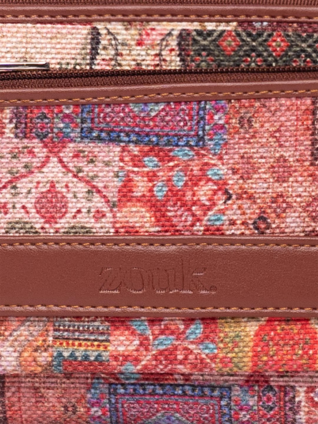 ZOUK Women Kutch Gamthi Classic Abstract Printed Fabric Zip Around Wallet
