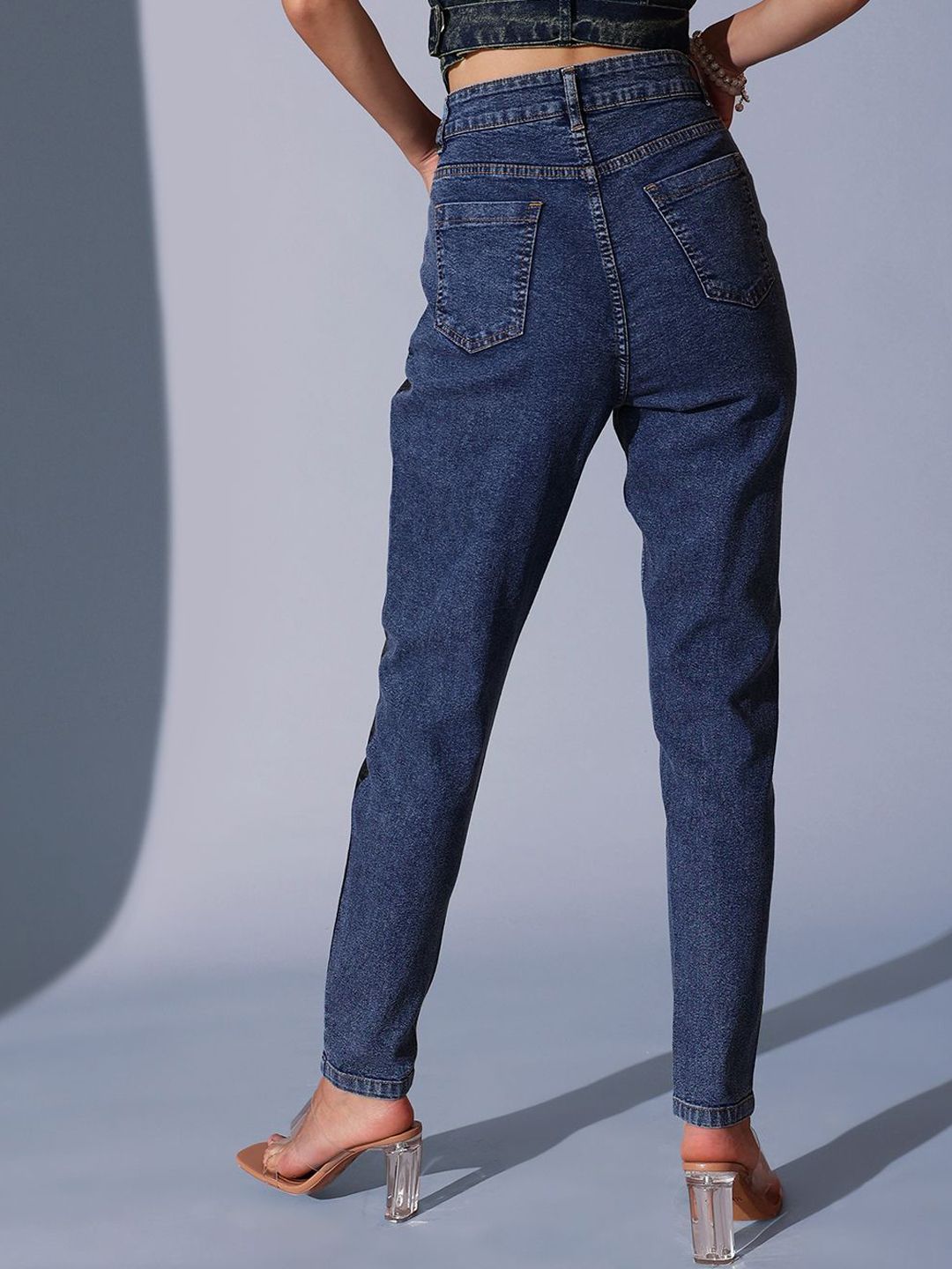STREET 9 Women Comfort Tapered Fit High-Rise Light Fade Jeans