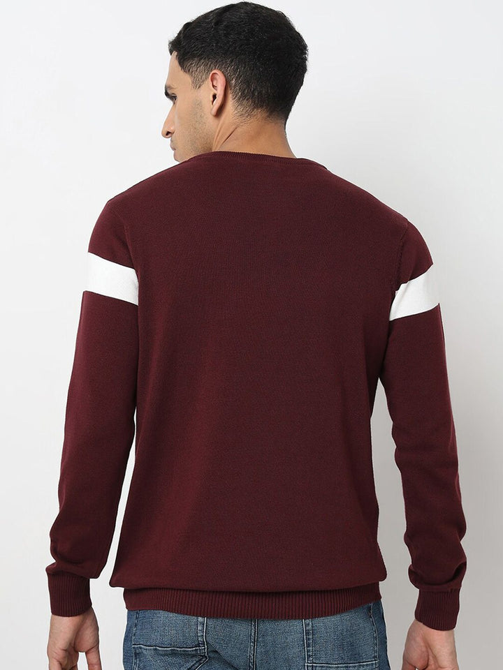 SPYKAR Colourblocked Round Neck Long Sleeves Cotton Pullover Sweater