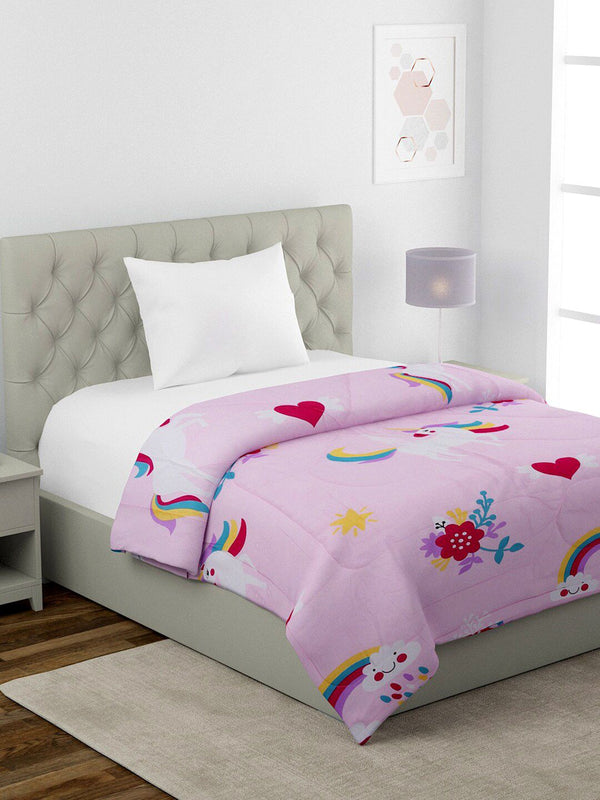 HOSTA HOMES Pink & Red Heavy Winter 210 GSM Cotton Single Bed Comforter