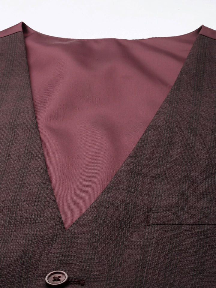 Park Avenue Super Slim Fit Checked 3 Piece Formal Suit