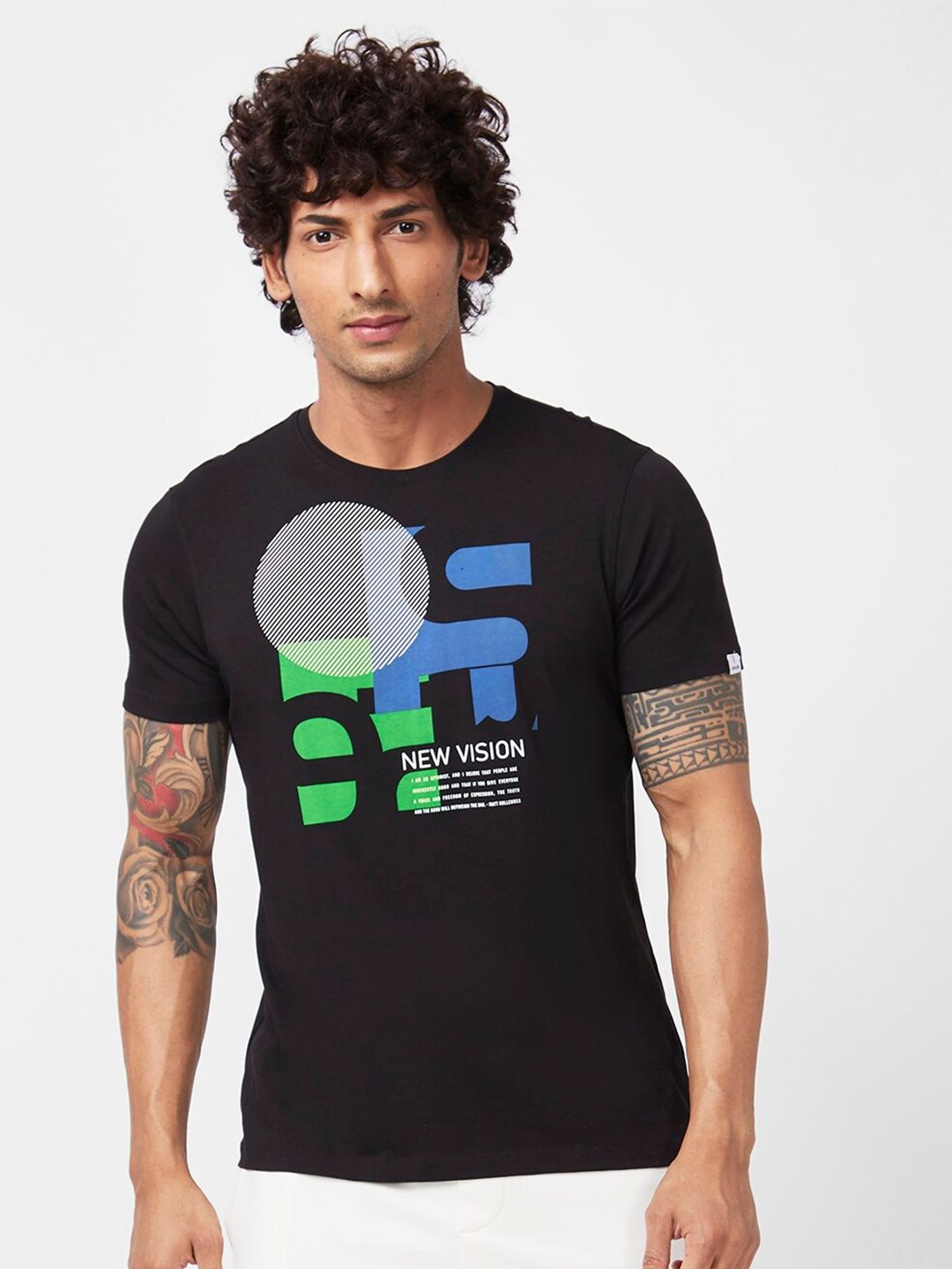 SPYKAR Typography Printed Slim Fit Cotton T-Shirt