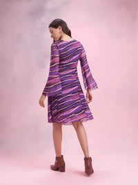 DressBerry Printed Tie-Up Net A-Line Dress