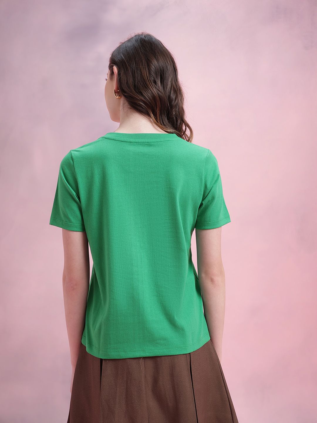 DressBerry Varsity Print V-Neck T-shirt