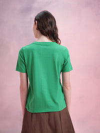 DressBerry Varsity Print V-Neck T-shirt