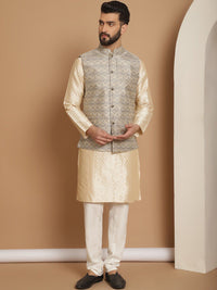 Anouk Ethnic Motifs Mandarin Collar Self Design Kurta with Churidar