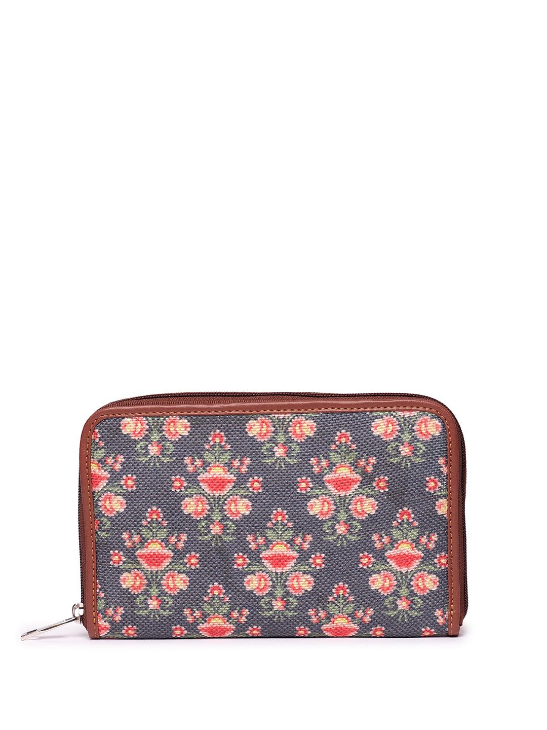 ZOUK Women Mughal Garden Floral Printed Classic Zip Around Wallet