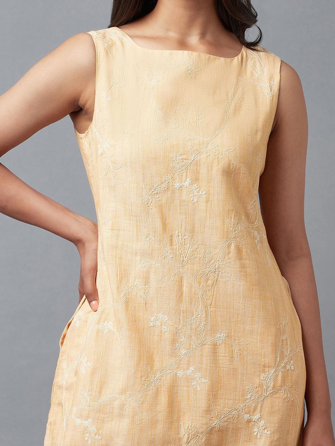 W Floral Embroidered A-Line Cotton Dress