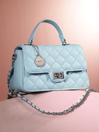 DressBerry Textured Structured Satchel Bag with Quilted