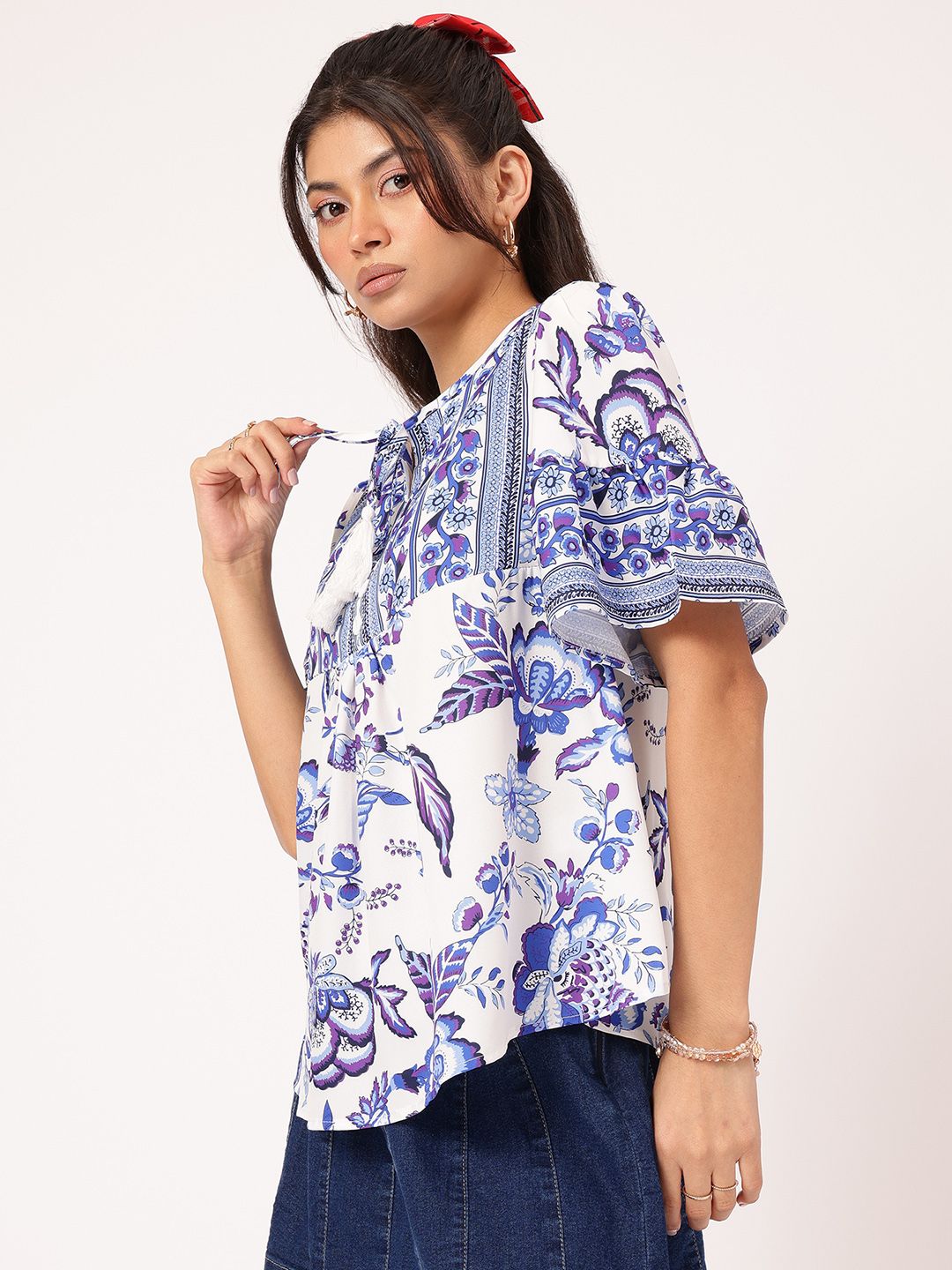 DressBerry Dreamy Drape Indie Floral A-Line Top