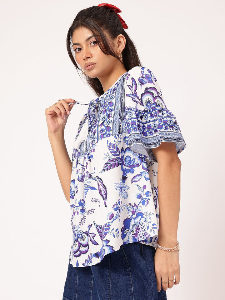 DressBerry Dreamy Drape Indie Floral A-Line Top
