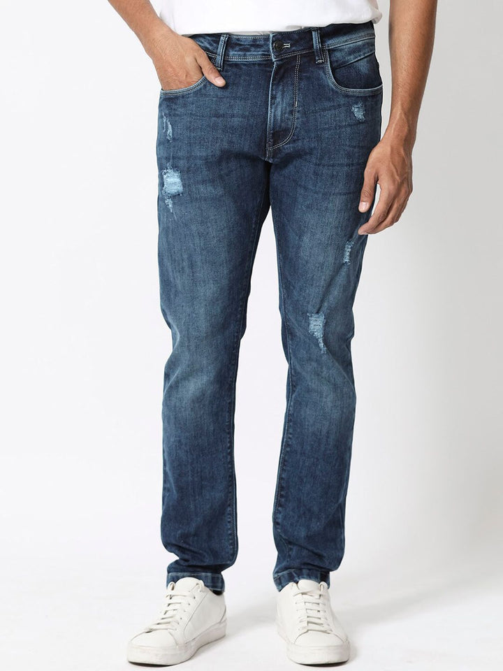 RARE RABBIT Men Hawkins Slim Fit Mid-Rise Stretchable Jeans