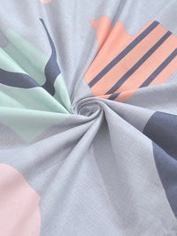 Myntra Elegant Homes Grey & Green Geometric 300 TC King Bedsheet with 2 Pillow Covers