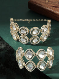 Zaveri Pearls Set of 2 Gold-Plated Austrian Diamonds Studded Wraparound Bracelets