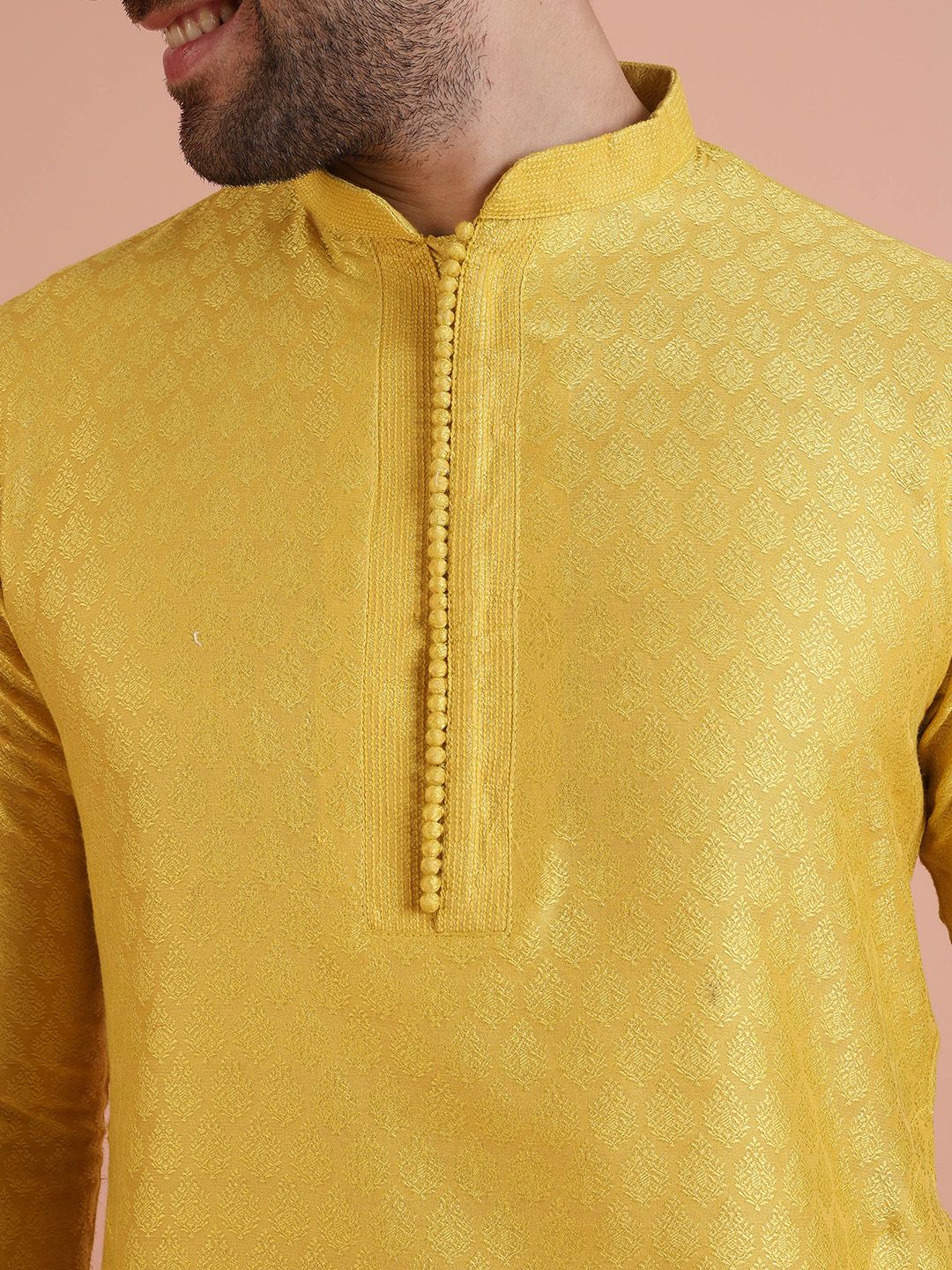 KISAH Men Woven Jacquard Regular Fit Ethnic Motifs Kurta