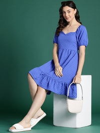 DressBerry Textured Sweetheart Neck  A-Line Dress