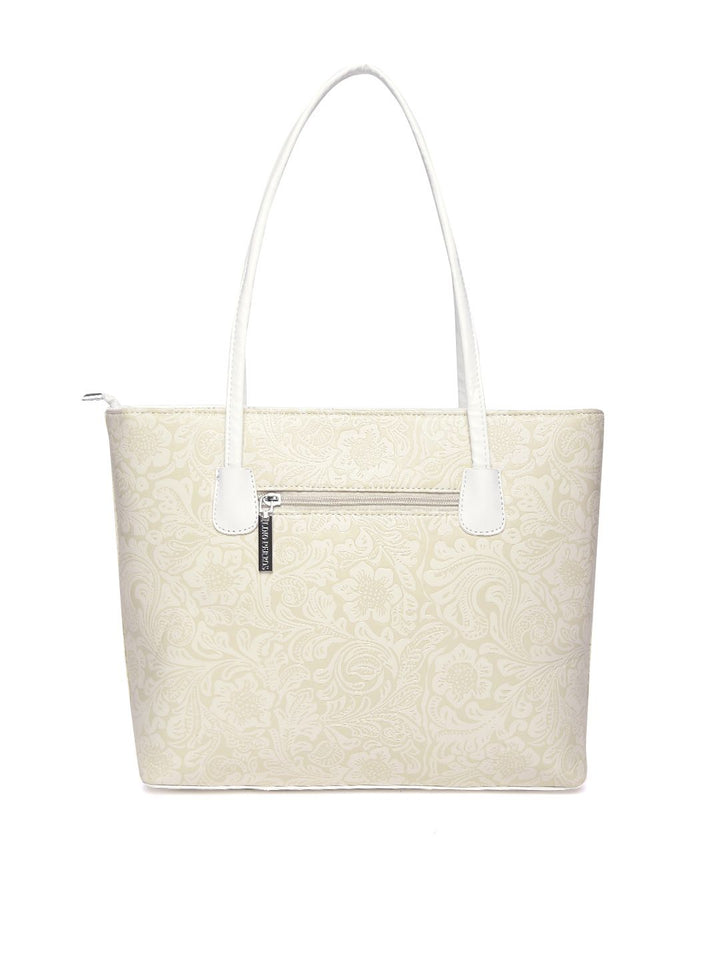 Lino Perros Cream-Coloured Self Design Shoulder Bag