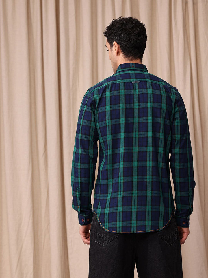 Mr Bowerbird Men Tailored Fit Tartan Checks Opaque Pure Cotton Casual Shirt