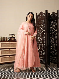 House of Pataudi Floral Sequinned Embellished Jashn A-Line Kurta with Trousers & Dupatta