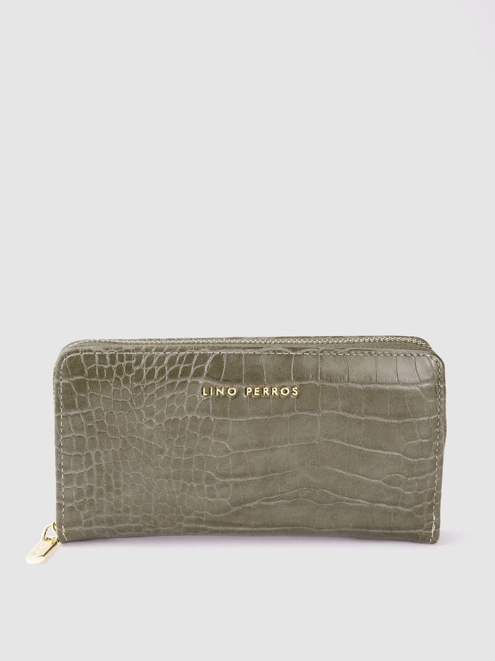 Lino Perros Women Croc Textured Zip Around Wallet
