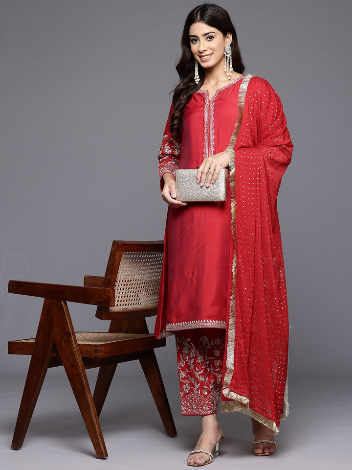 Varanga Women Zari & Sequin Embroidered Kurta with Salwar & Dupatta
