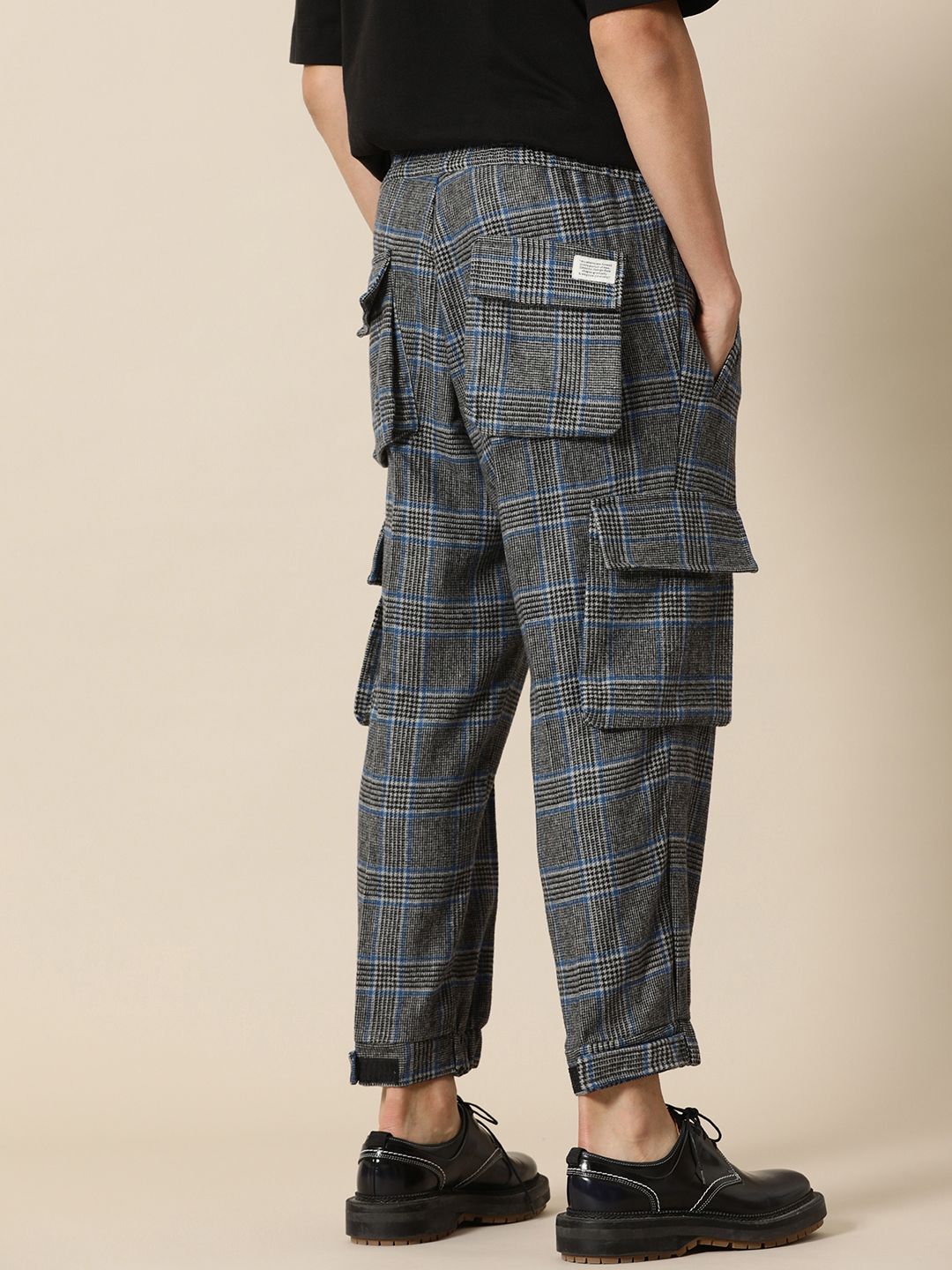 Mr Bowerbird Men Checked Tweed Pleated Cargos Trousers