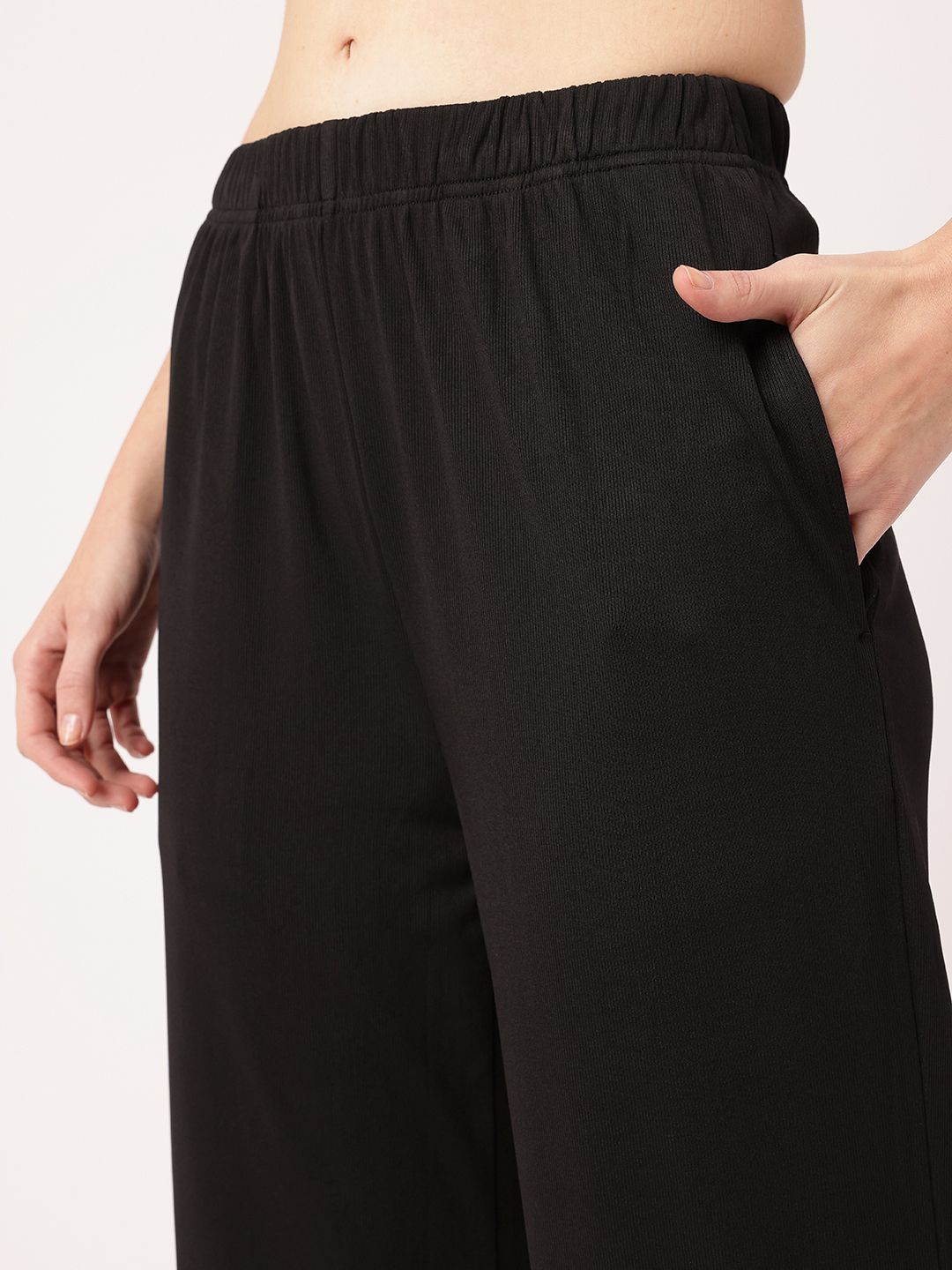 DressBerry Women Street Glam Ribbed Tie-up Detailed Relaxed Fit Trousers