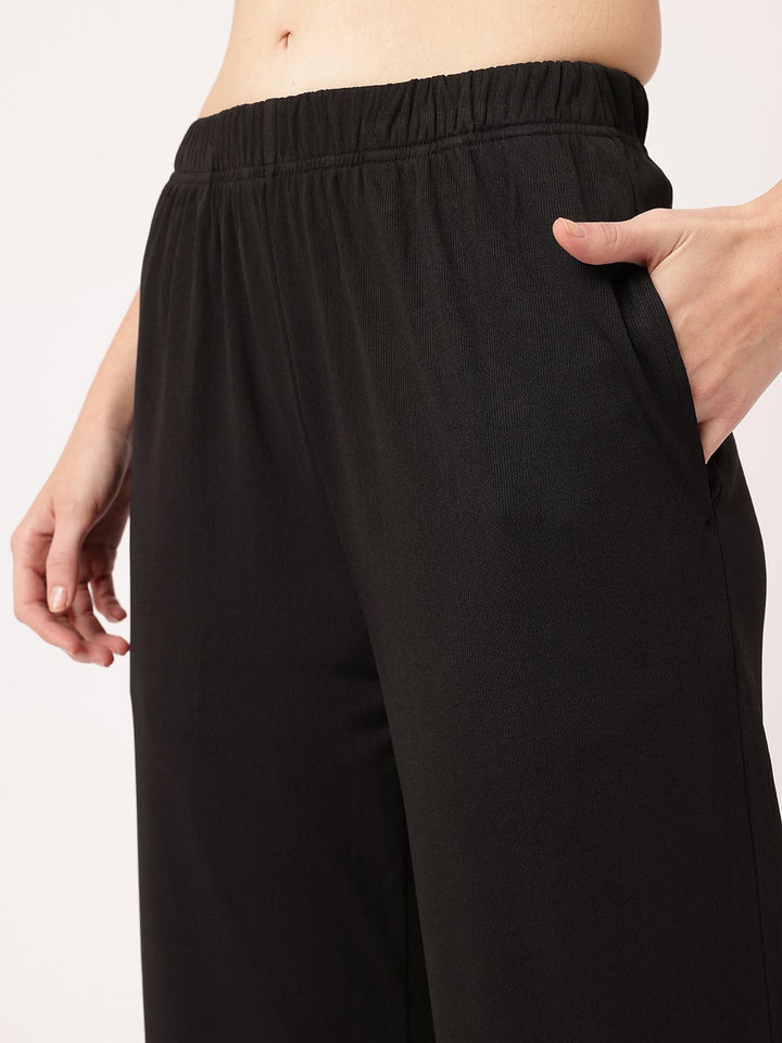 DressBerry Women Street Glam Ribbed Tie-up Detailed Relaxed Fit Trousers