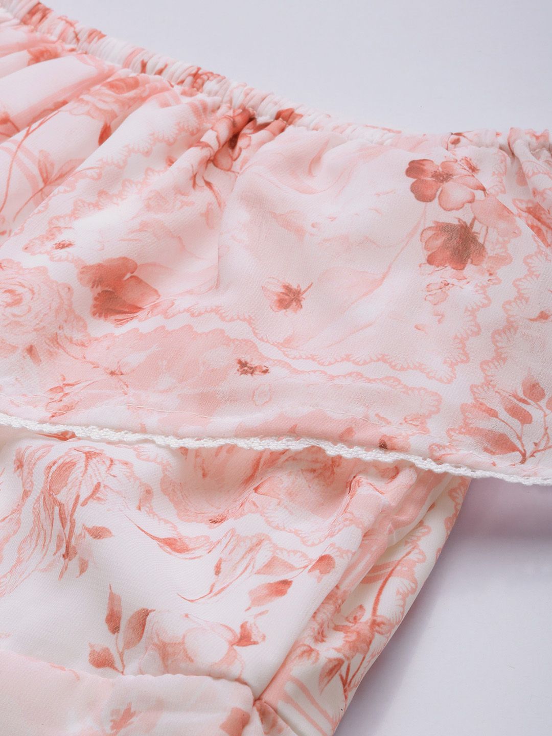 AND Pink & White Floral Halter Neck Fringed Maxi Dress