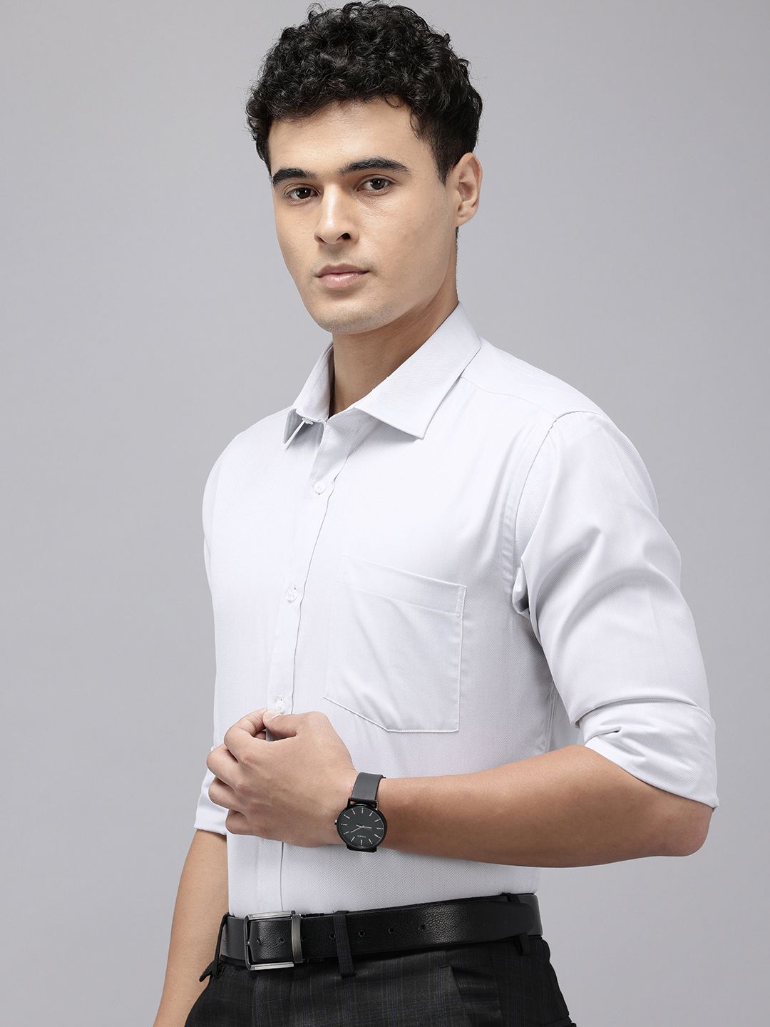 Park Avenue Slim Fit Geometric Self Designed Formal Shirt