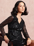 all about you Embellished Wrap Style Empire Dress